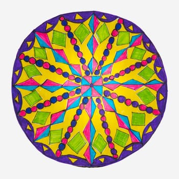Colorful oriental decorative hand drawn mandala pattern with clipping path