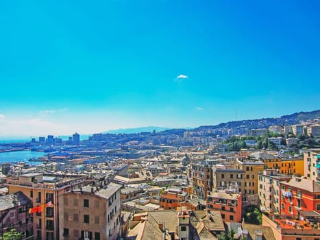 View of Genoa on Mediterranean Coast in Italy