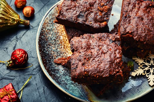Panforte, cake with almonds, nuts, dried fruits and berries.