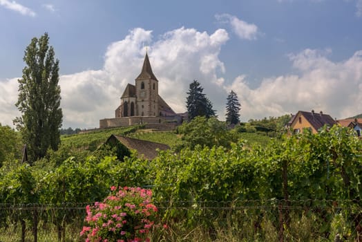 Saint-Jacques-le-Majeur church in Hunawihr, Alsace, France