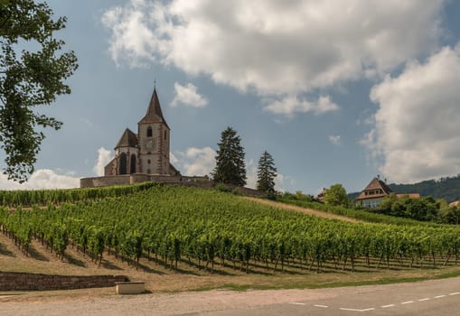 Saint-Jacques-le-Majeur church in Hunawihr, Alsace, France