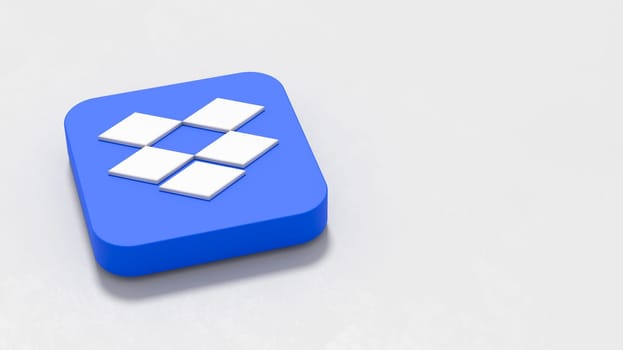 Dropbox Logo 3D Symbol Shape on Plastered Light Gray Background with Copy space 3D Illustration