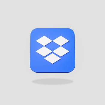 Dropbox Logo 3D Shape Isolated on Flat Light Gray Background with Shadow 3D Illustration