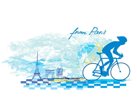 Cycling in Paris - Grunge Poster