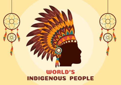 Worlds Indigenous Peoples Day on August 9 Hand Drawn Cartoon Flat Illustration to Raise Awareness and Protect the Rights Population