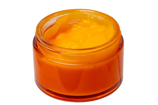 Cosmetic labels. Closeup of an cosmetic jar of concealer cream, makeup foundation, moisturising cream for the face or an other beauty or make-up product isolated on a white background.