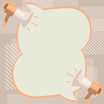 Two Megaphone Drawing With Conversation Bubble Showing Conversation