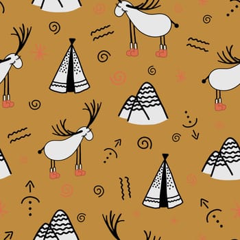 Funny children s pattern. GENTLE MODERN SEAMLESS PRINT With deer and trees.