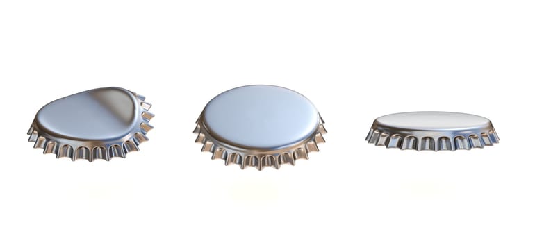 Metal bottle cap 3D rendering illustration isolated on white background
