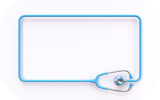 Rectangular stethoscope frame 3D rendering illustration isolated on white background