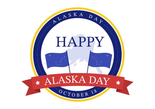 Happy Alaska Day on October 18 Hand Drawn Cartoon Flat Illustration with Flag Waving in Winter Landscape in Template for Banner or Poster