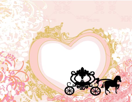Vintage carriage design - floral  background