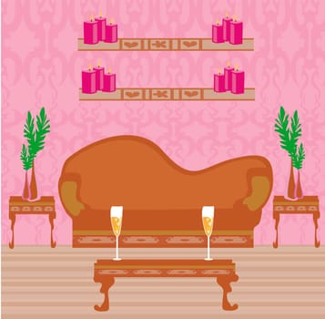 Fashionable interior of living room - vector