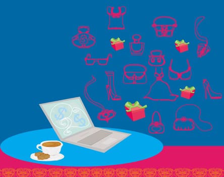Online shopping abstract background