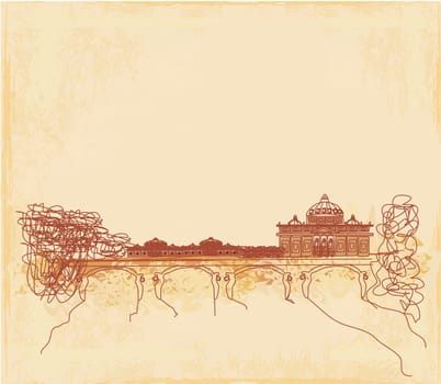 grunge background - hand draw Basilica di San Pietro, Vatican, Rome, Italy