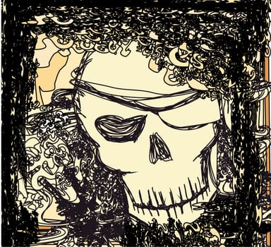 Skull Pirate - retro card