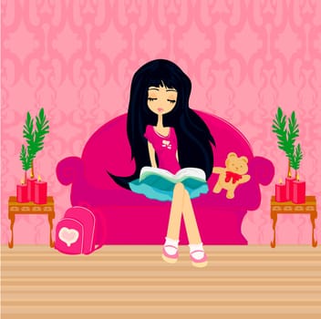 Teen girl Reading A Book