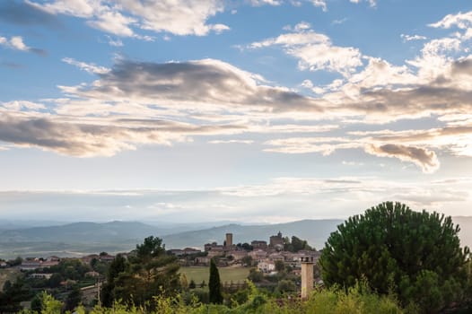 Beautiful landscape and medieval village named Oingt in Beaujolais zone, Rhone Alpes Auvergne, France