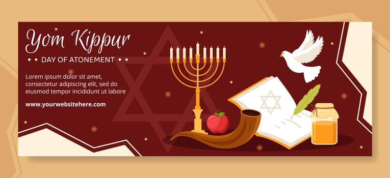 Yom Kippur Day Celebration Cover Template Hand Drawn Cartoon Flat Illustration