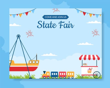 Amusement Park Carnival Photocall Template Hand Drawn Cartoon Flat Illustration