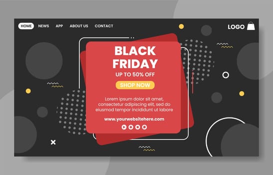 Black Friday Give Big Discount Social Media Landing Page Template Hand Drawn Cartoon Illustration