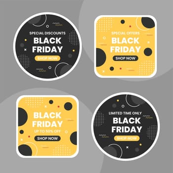 Black Friday Give Big Discount Label Template Hand Drawn Cartoon Flat Illustration