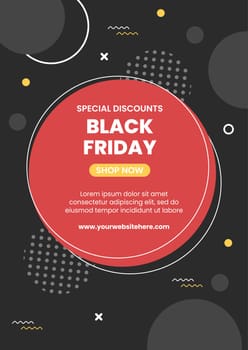 Black Friday Give Big Discount Flyer Template Hand Drawn Cartoon Flat Illustration