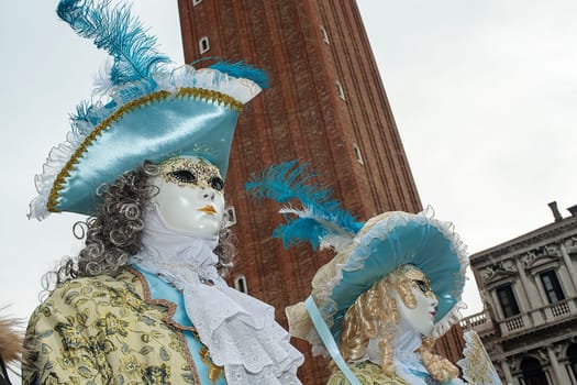 Venice, Italy - February 7 2018 - The Masks of carnival 2018. The Carnival of Venice (Italian: Carnevale di Venezia) is an annual festival held in Venice, Italy. The Carnival ends with the Christian celebration of Lent, forty days before Easter, on Shrove Tuesday (Martedì Grasso or Mardi Gras), the day before Ash Wednesday. The festival is world-famous for its elaborate masks.