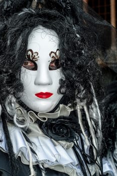 Venice, Italy - February 7 2018 - The Masks of carnival 2018. The Carnival of Venice (Italian: Carnevale di Venezia) is an annual festival held in Venice, Italy. The Carnival ends with the Christian celebration of Lent, forty days before Easter, on Shrove Tuesday (Martedì Grasso or Mardi Gras), the day before Ash Wednesday. The festival is world-famous for its elaborate masks.