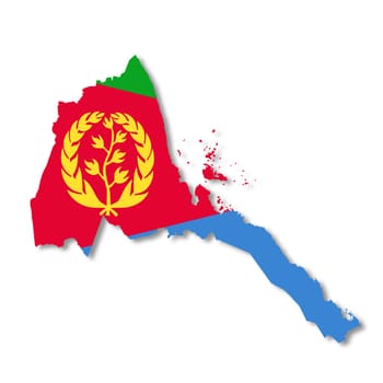 An Eritrea map on white background with clipping path to remove shadow 3d illustration