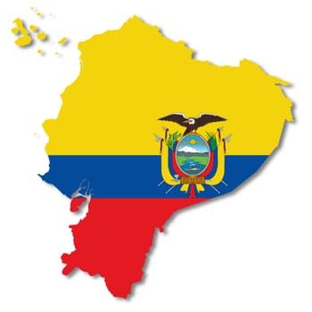 A Ecuador map on white background 3d illustration with clipping path