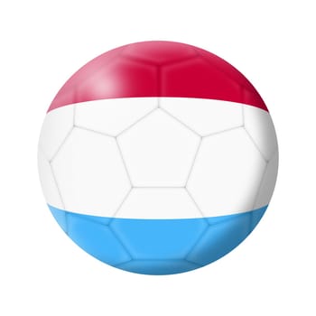 A Luxembourg soccer ball football 3d illustration isolated on white with clipping path