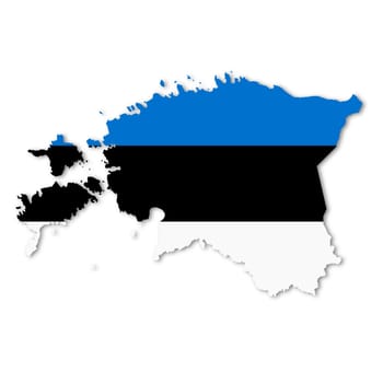An Estonia map on white background with clipping path to remove shadow 3d illustration