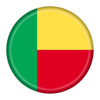 A Benin flag button 3d illustration with clipping path