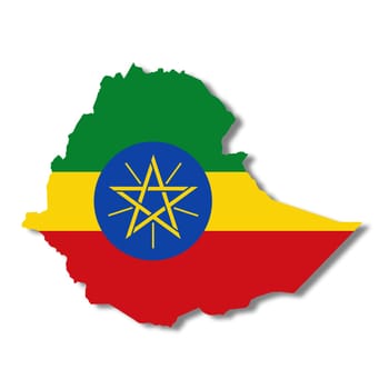 An Ethiopia map on white background with clipping path to remove shadow 3d illustration