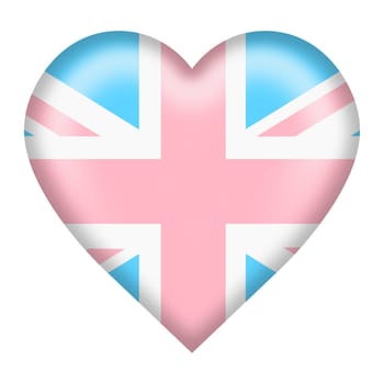 A Great Britain trans gender flag heart button