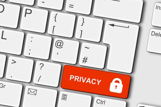 A Privacy concept PC computer keyboard 3d illustration