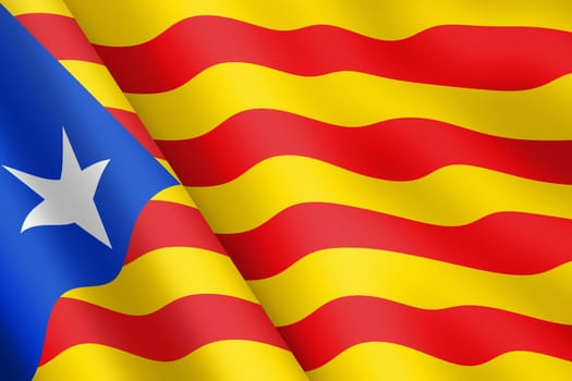 A Catalonia Independence flag 3d illustration wind ripple