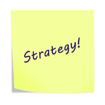 A Strategy 3d illustration post note reminder on white with clipping path