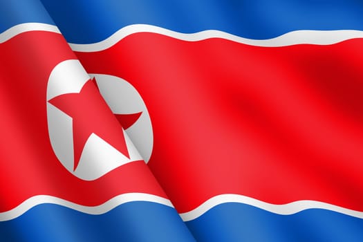 A North Korea flag 3d illustration wind ripple
