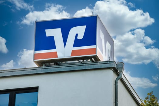 WETZLAR, GERMANY 2021-10-01: Logo of the german credit union Volksbank - Raiffeisenbank in WETZLAR