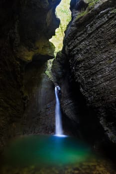 Slap Kozjak (Kozjak waterfall) in the National Park of Triglav, Julian Alps, Slovenia, Europe.