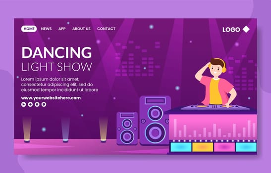 Dj Night Club Party Social Media Landing Page Template Hand Drawn Cartoon Flat Illustration