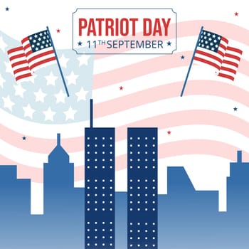 Patriot Day USA Celebration Background Template Hand Drawn Cartoon Flat Illustration