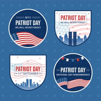 Patriot Day USA Celebration Label Template Hand Drawn Cartoon Flat Illustration