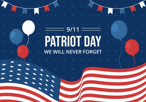 Patriot Day USA Celebration Background Template Hand Drawn Cartoon Flat Illustration