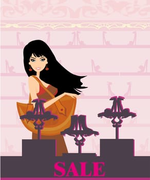 Fashion girl shopping in shoe shop