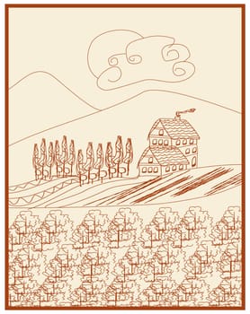 Vector illustration of vineyard