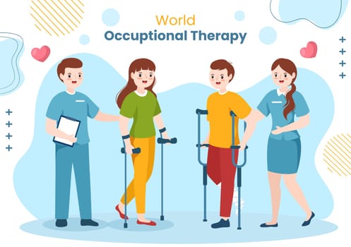 World Occupational Therapy Day Background Template Hand Drawn Cartoon Flat Illustration