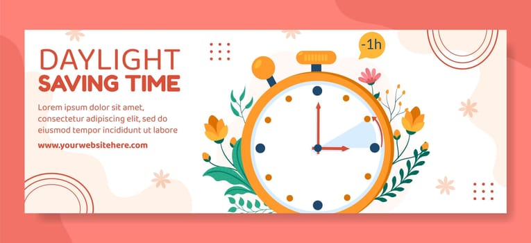 Daylight Savings Time Cover Template Hand Drawn Cartoon Flat Illustration